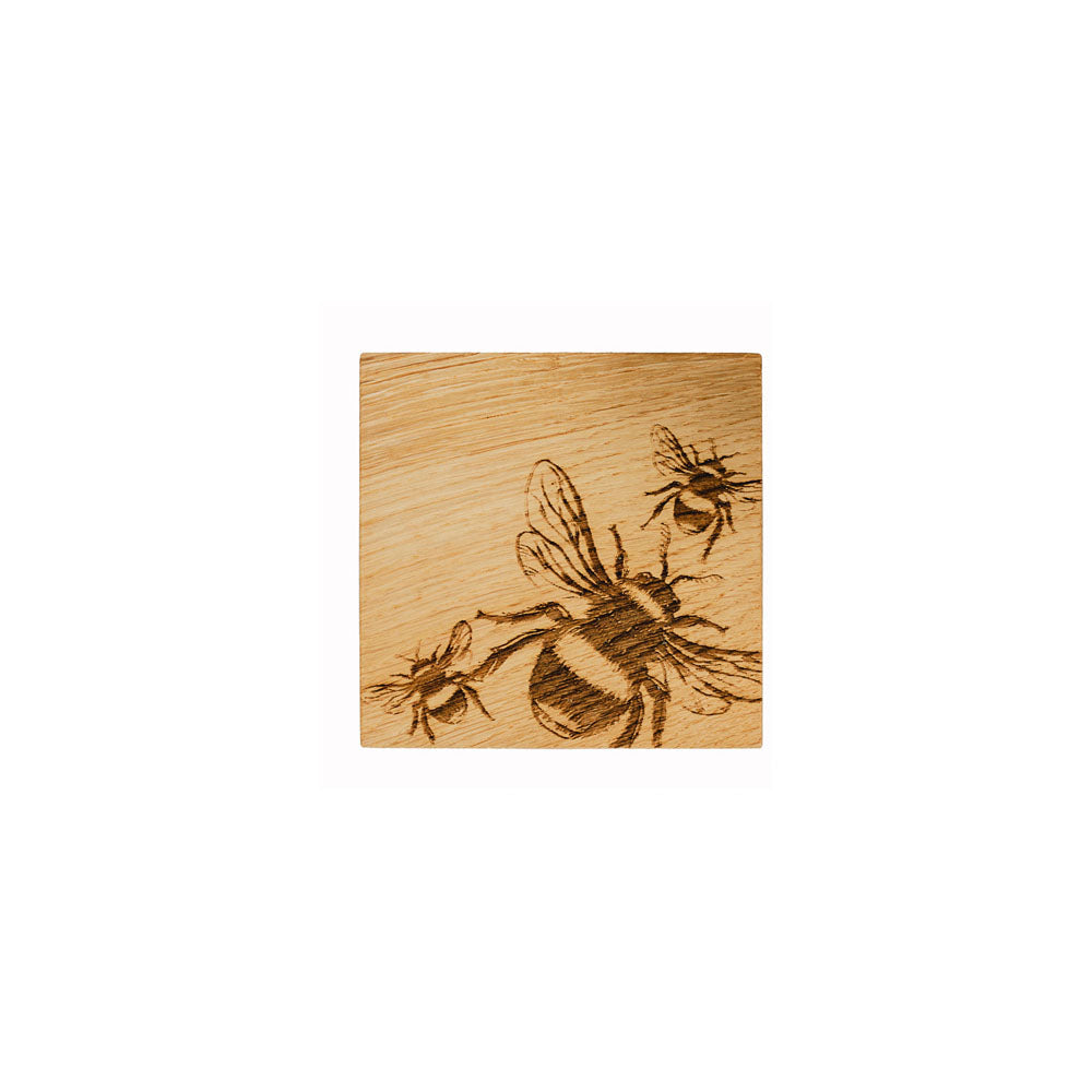Bee Single Oak Coaster