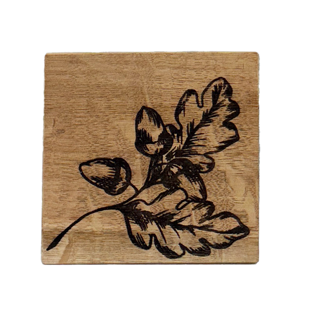 Autumn Acorns Single Oak Coaster