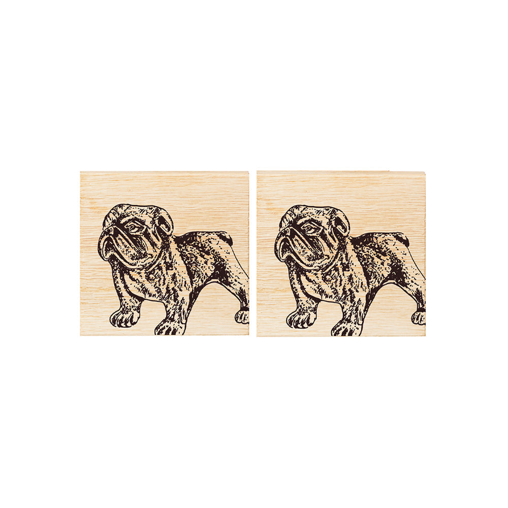 Bulldog Oak Coasters - Set of 2