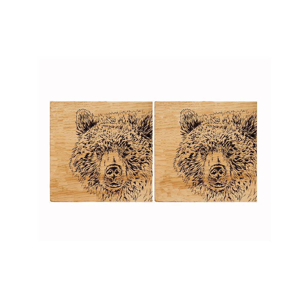 Bear Oak Coasters - Set of 2