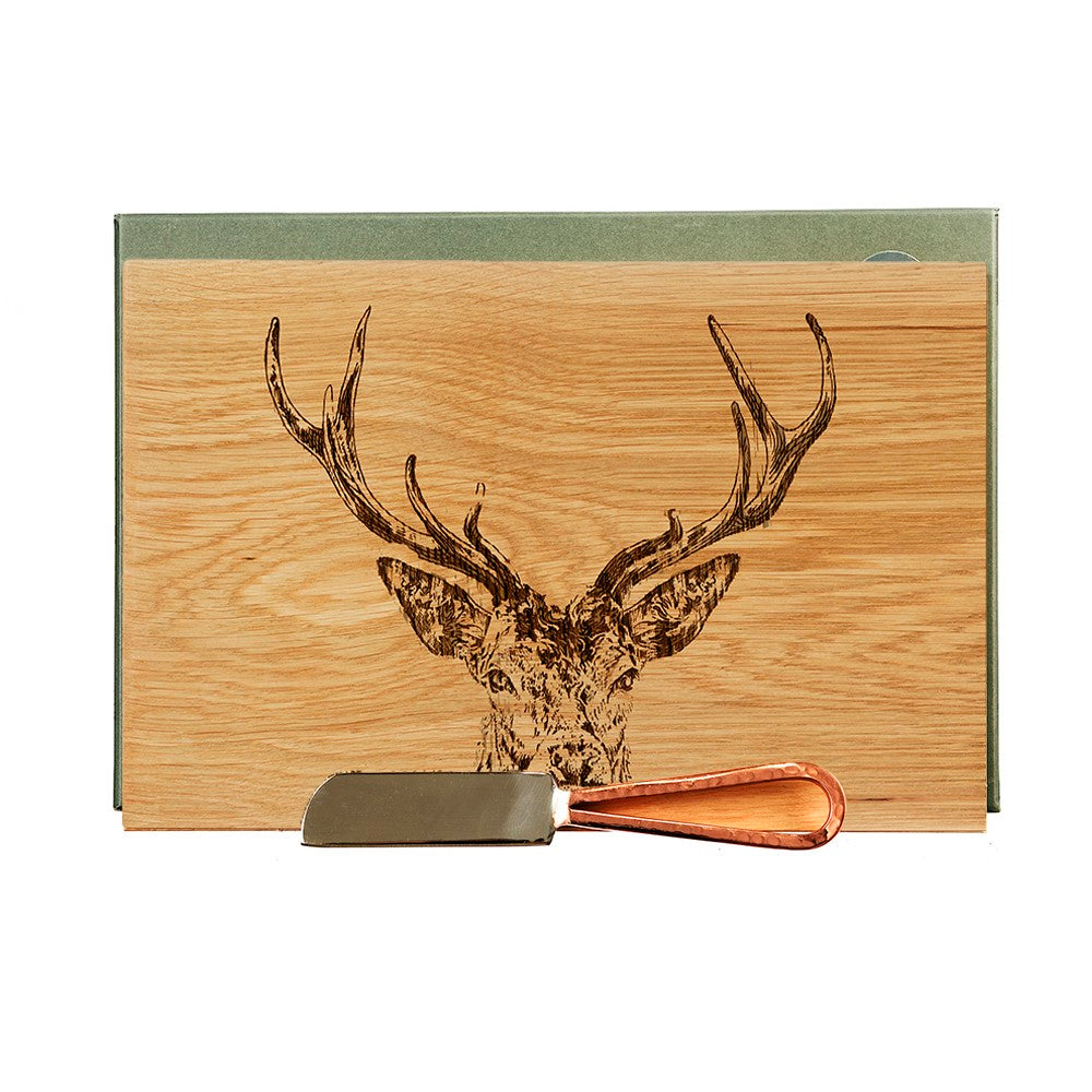Stag Prince Oak Cheese Board & Knife Set