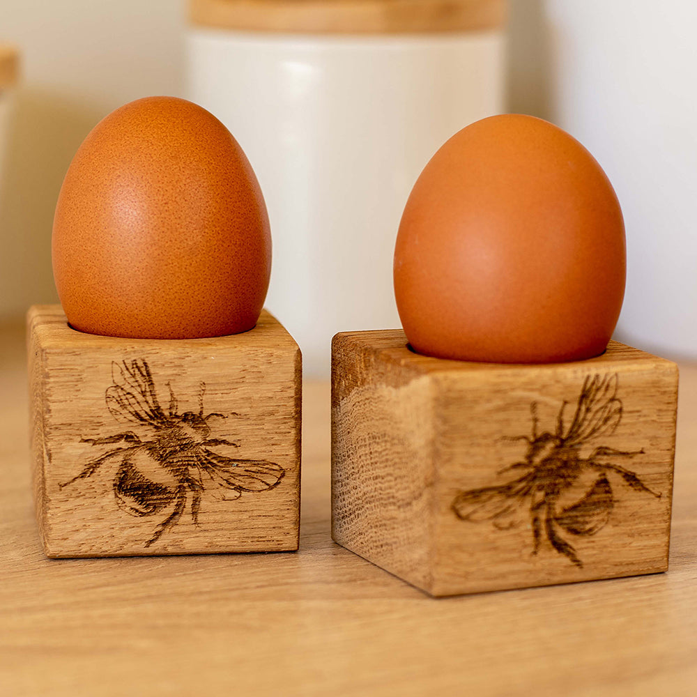 Bee Oak Egg Cups - Set of 2