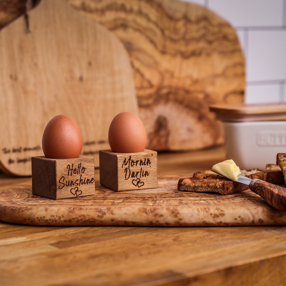 Hello, Mornin Oak Egg Cups - Set of 2