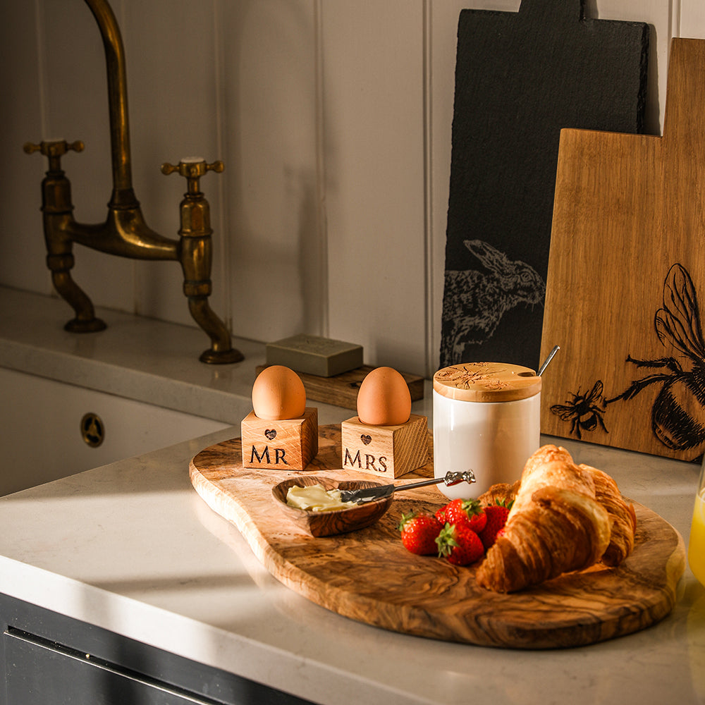 Mr & Mrs Oak Egg Cups - Set of 2