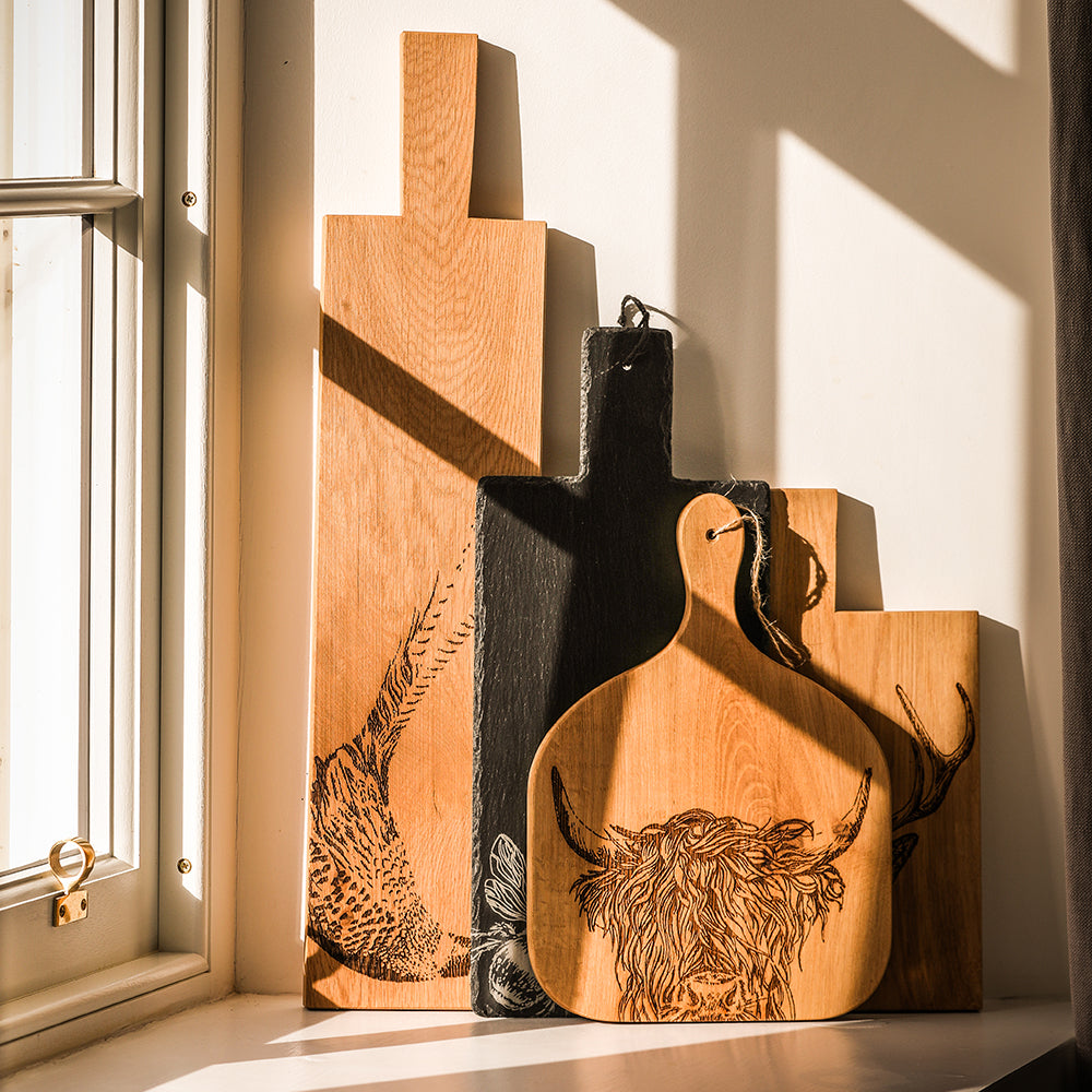 Highland Cow Oak Hanging Paddle - Medium