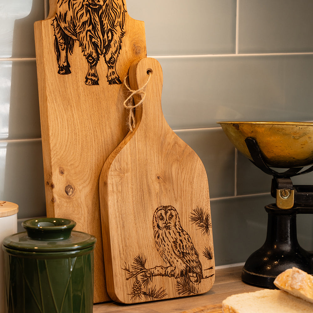 Tawny Owl Small Oak Hanging Paddle