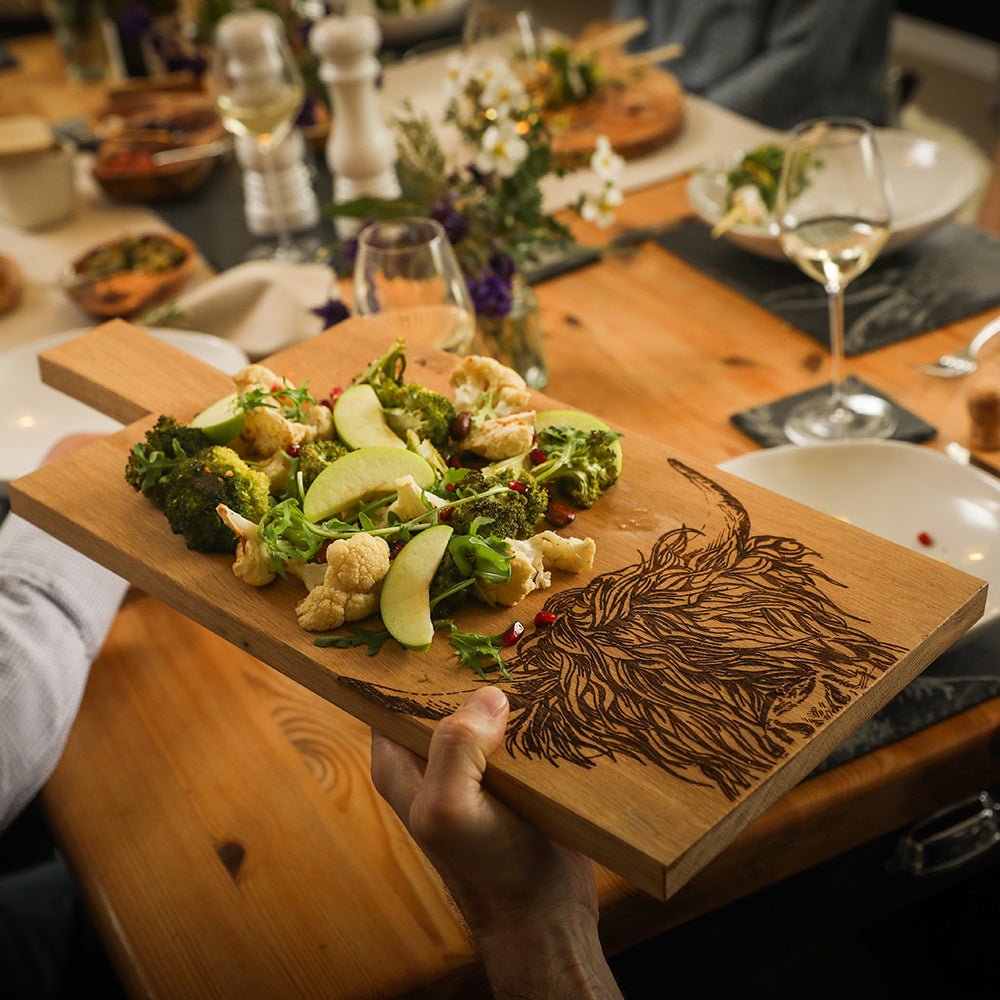 Highland Cow Oak Paddle - Large