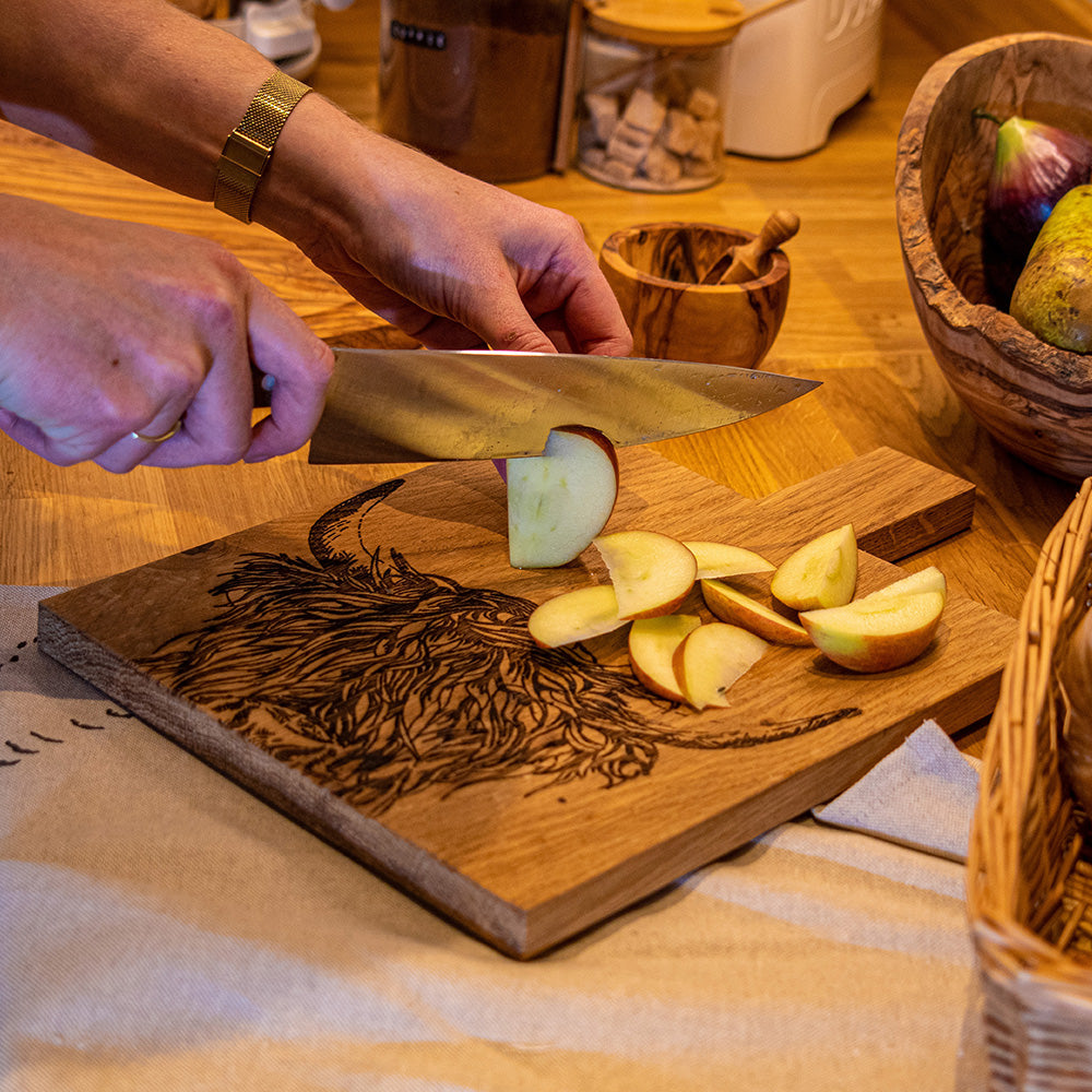 Highland Cow Oak Paddle - Medium