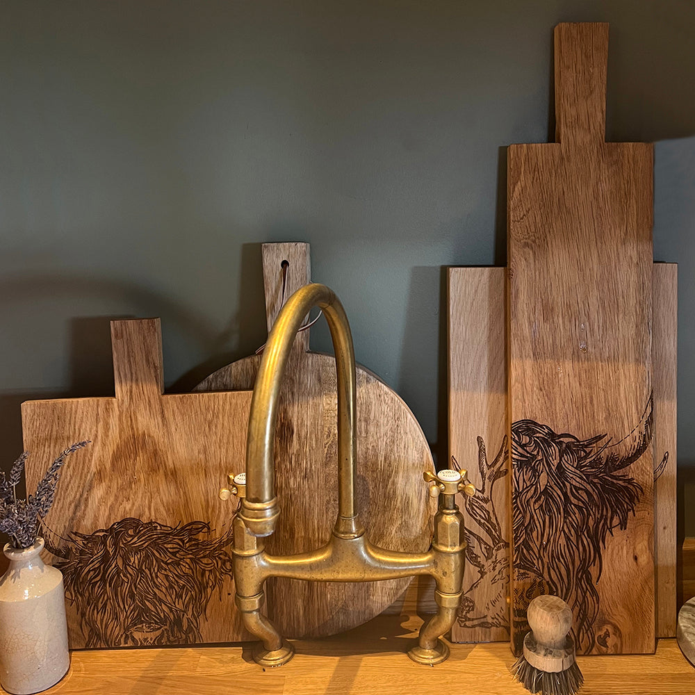 Highland Cow Oak Paddle - Medium