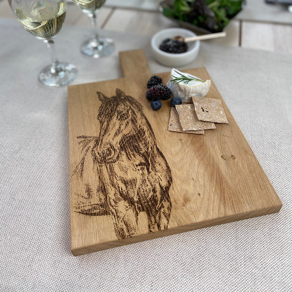 Horse Portrait Oak Paddle - Medium
