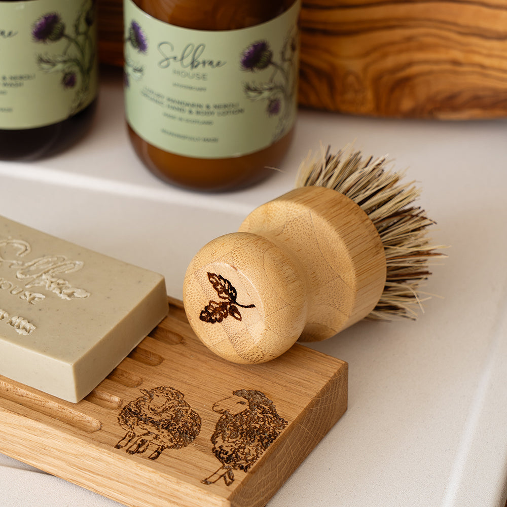 Autumn Acorns Bamboo Pot Brush