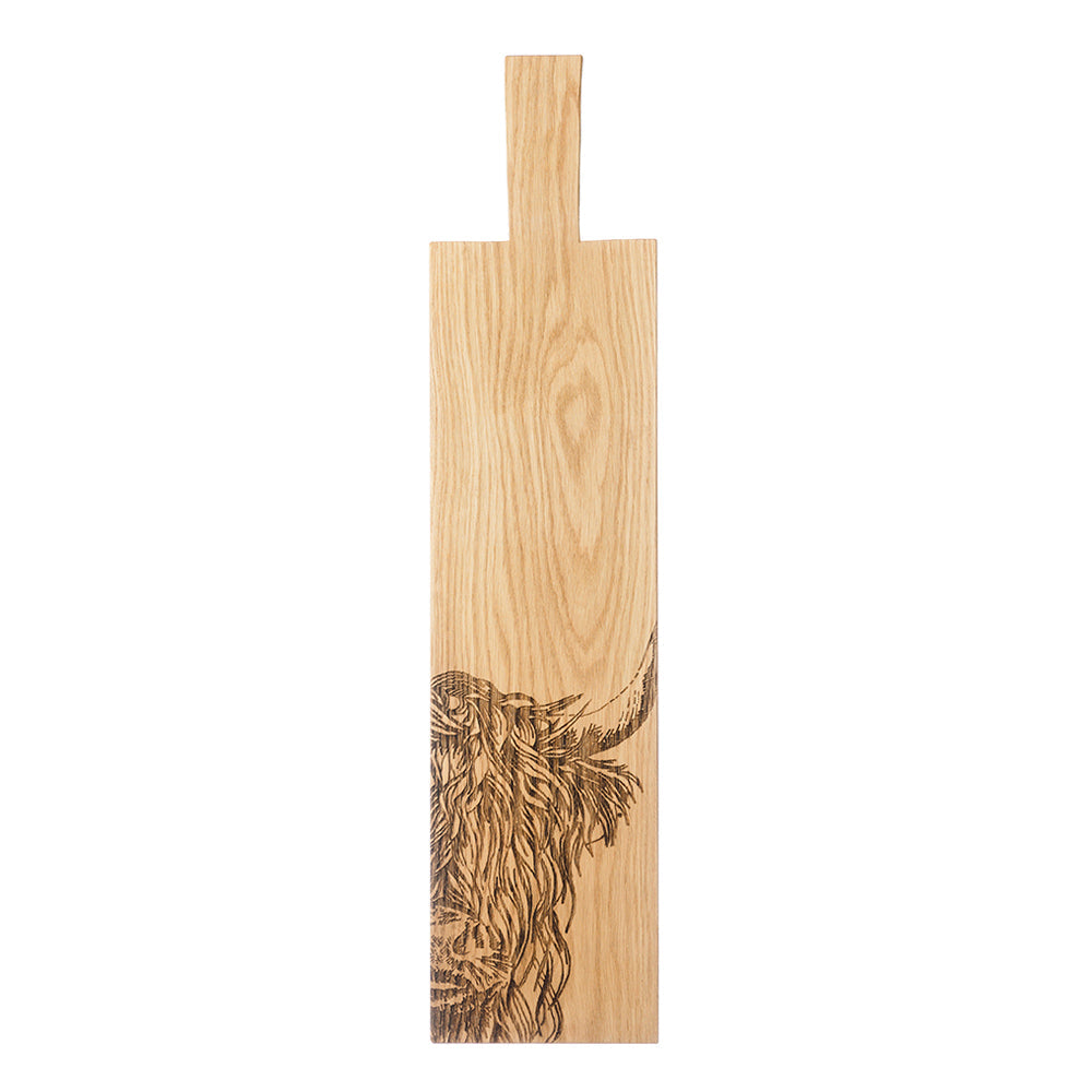 Highland Cow Oak Paddle - Long
