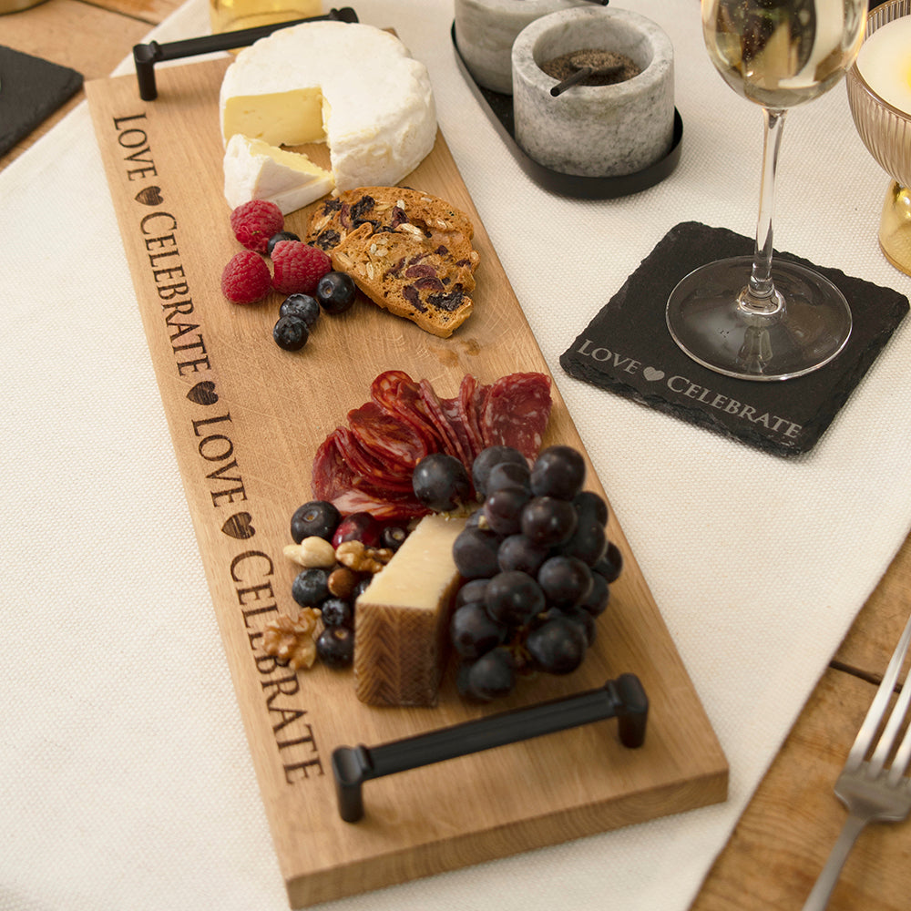Love & Celebrate Oak Serving Tray