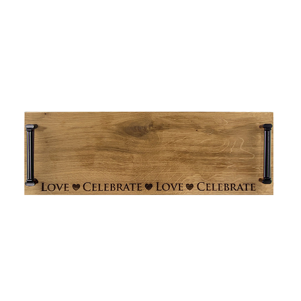 Love & Celebrate Oak Serving Tray