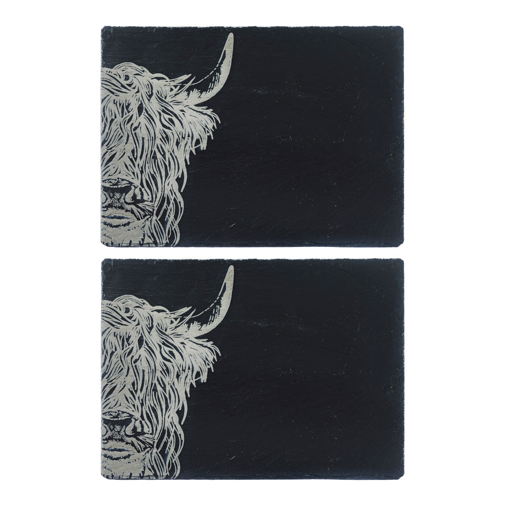 Highland Cow Slate Place Mats - Set of 2