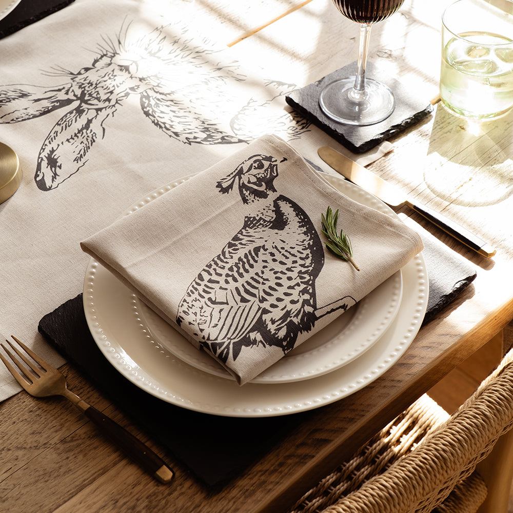 Pheasant Linen Napkins - Set of 2