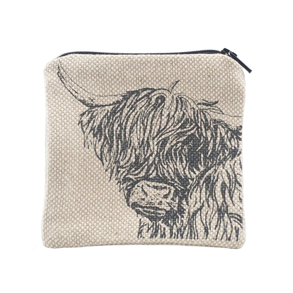 Highland Cow Linen Penny Purse