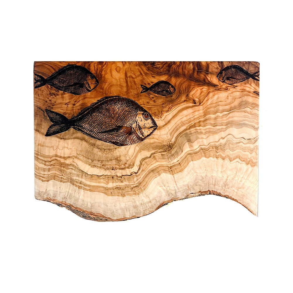 Fish Repeat Olive Wood Rustic Chopping Board