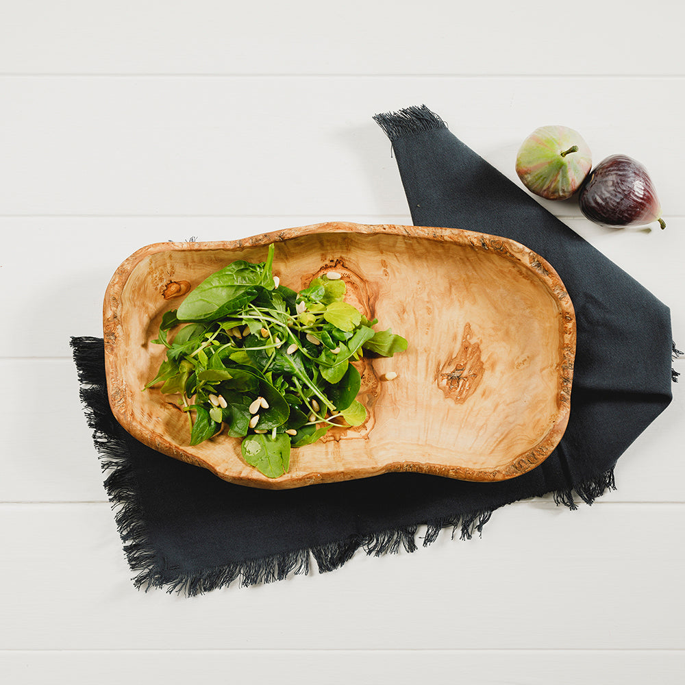 Olive Wood Low Rise Rustic Bowl