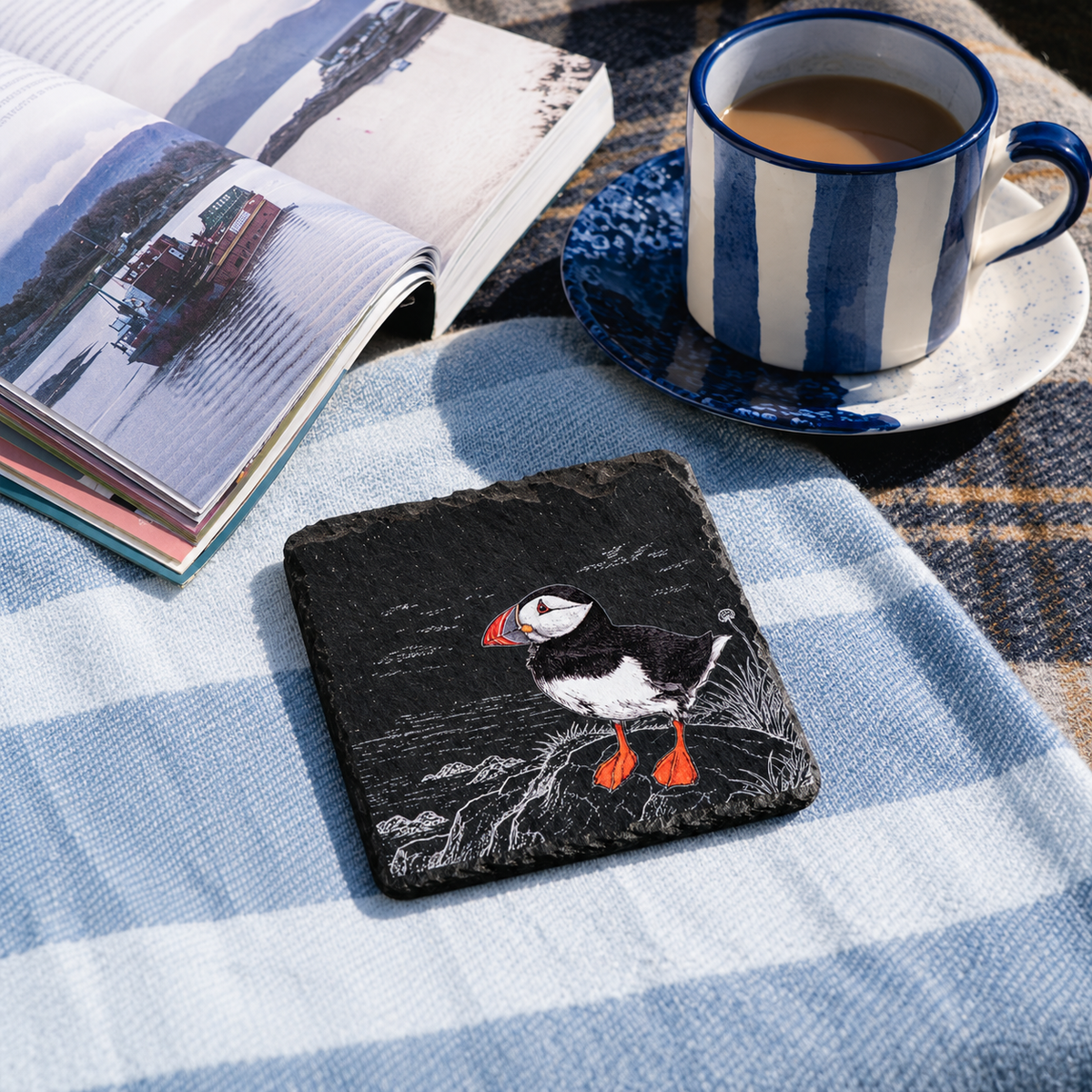 Puffin Single Slate Coaster