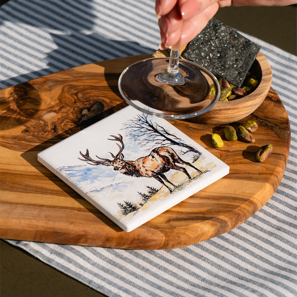 Scenic Stag Single Ceramic Coaster