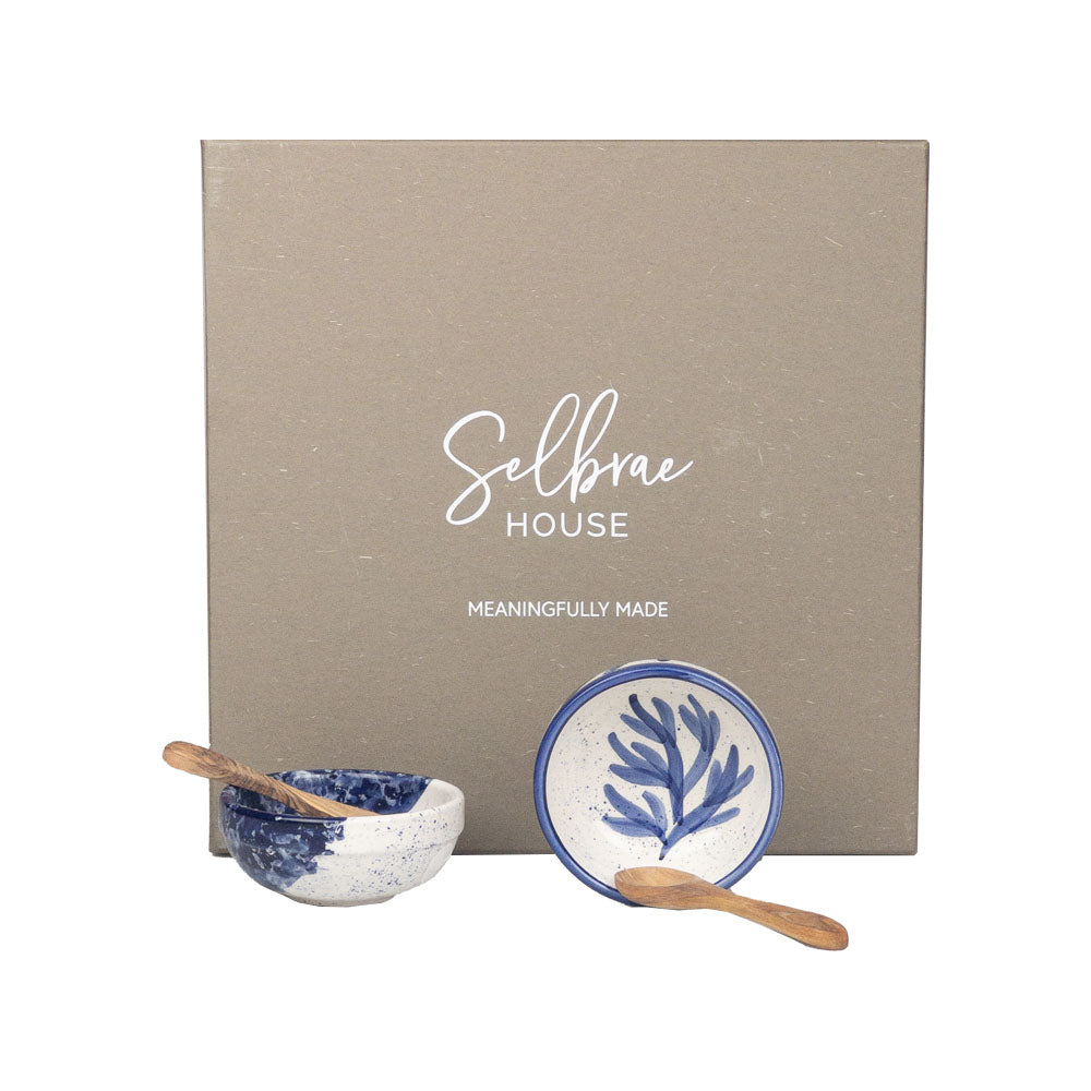 Coral Wave Ceramic Bowl & Spoon Set