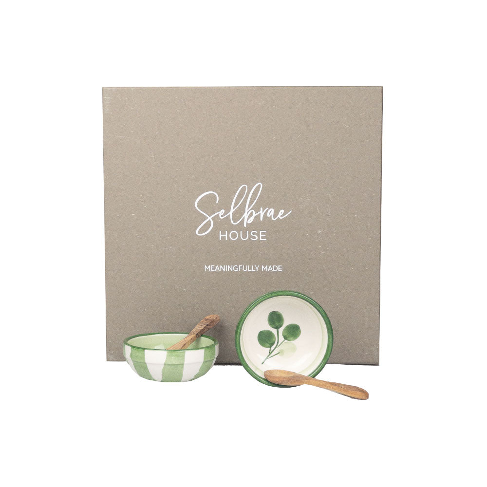 Flora Stripe Ceramic Bowl & Spoon Set