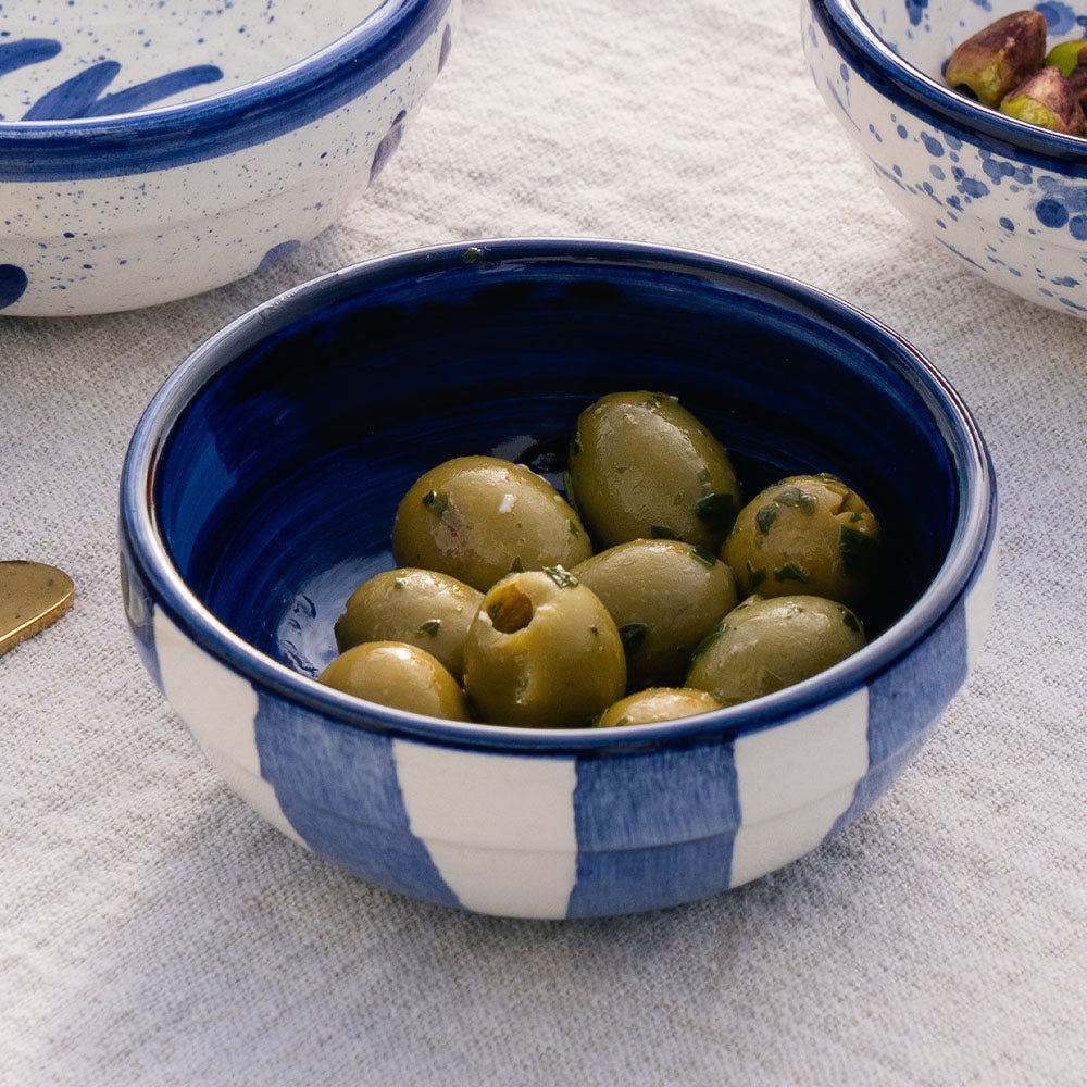 Blue Stripe Ceramic Dip Bowl