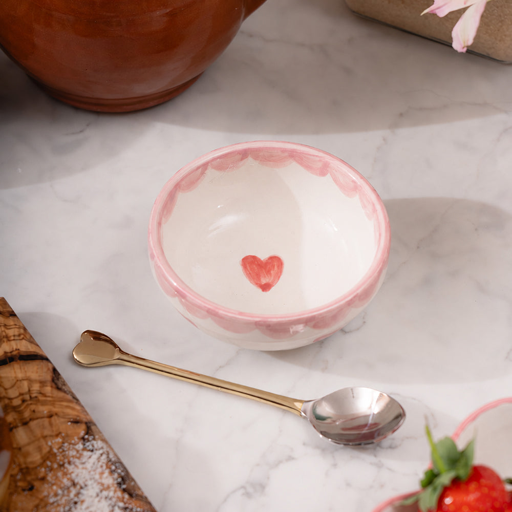 Pink Heart Ceramic Dip Bowl