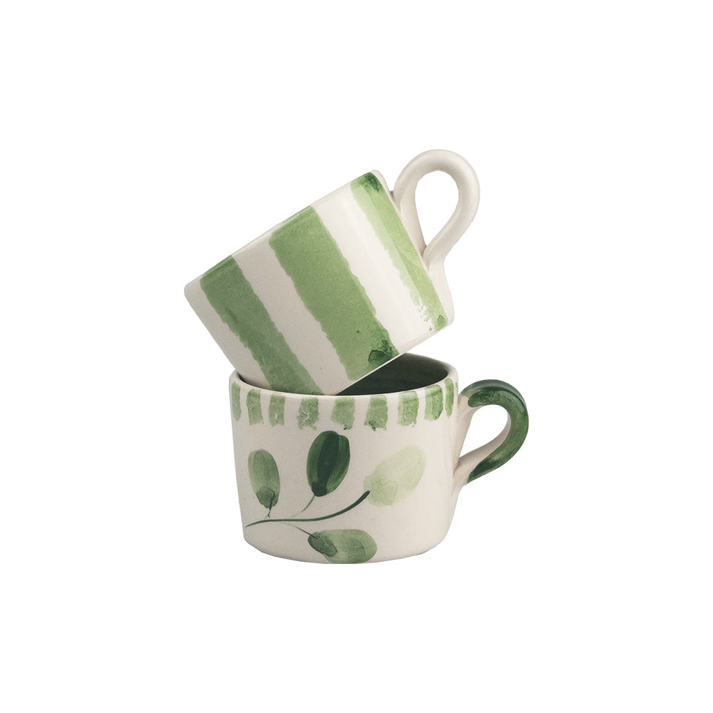 Flora Stripe 2 Ceramic Espresso Cups