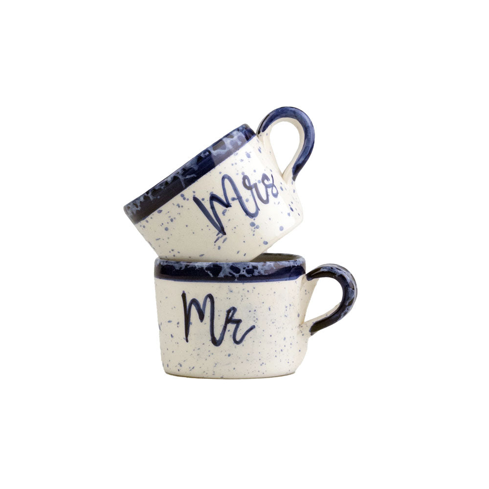 Mr & Mrs 2 Ceramic Espresso Cups