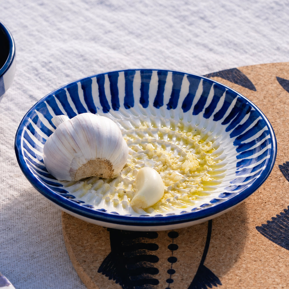 Blue Stripe Ceramic Garlic Grater
