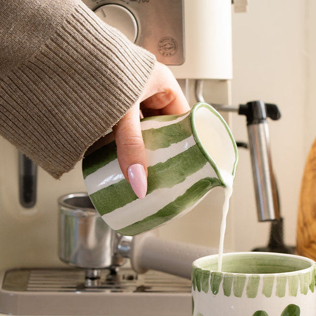 Green Stripe Small Ceramic Jug