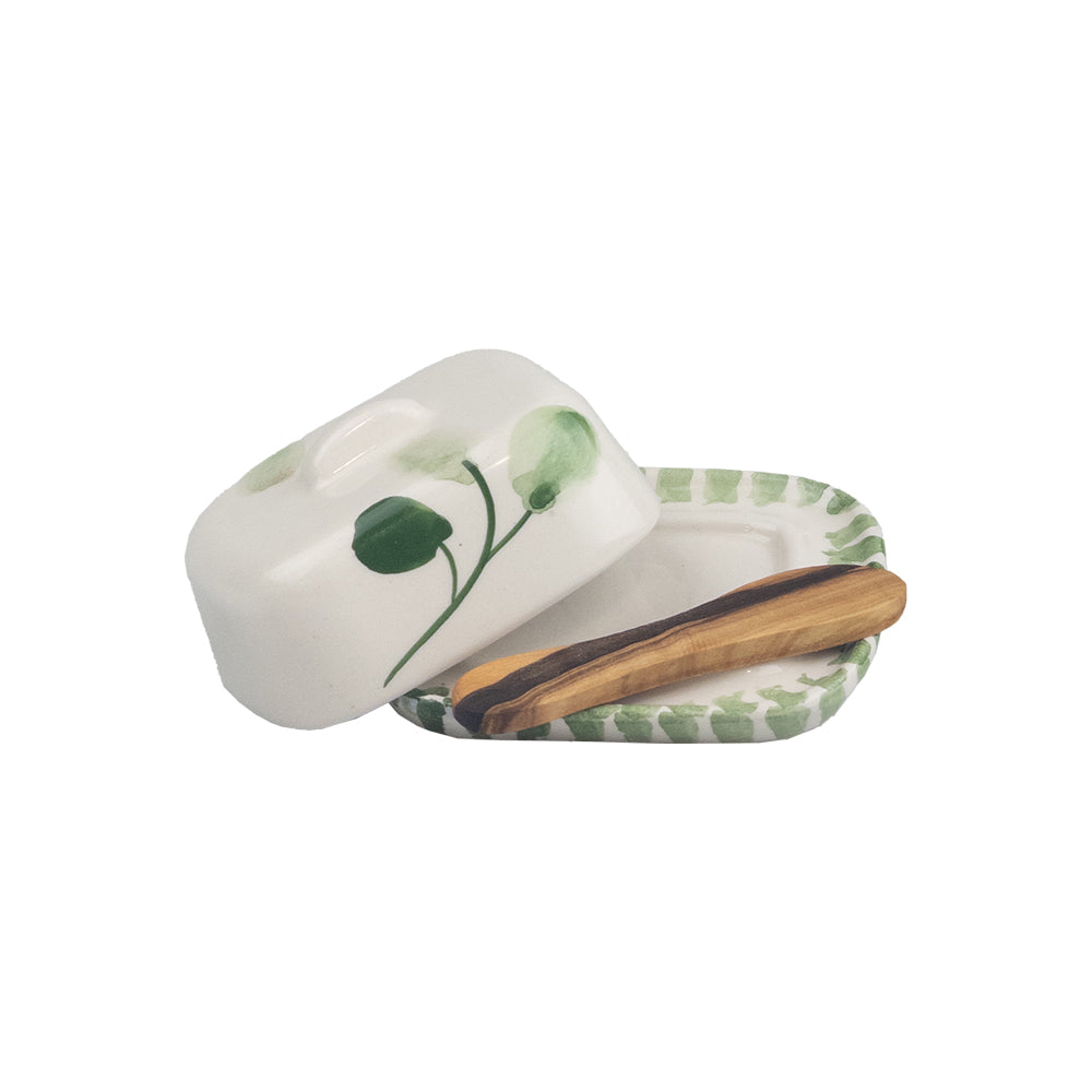 Flora Mini Ceramic Butter Dish & Knife Set