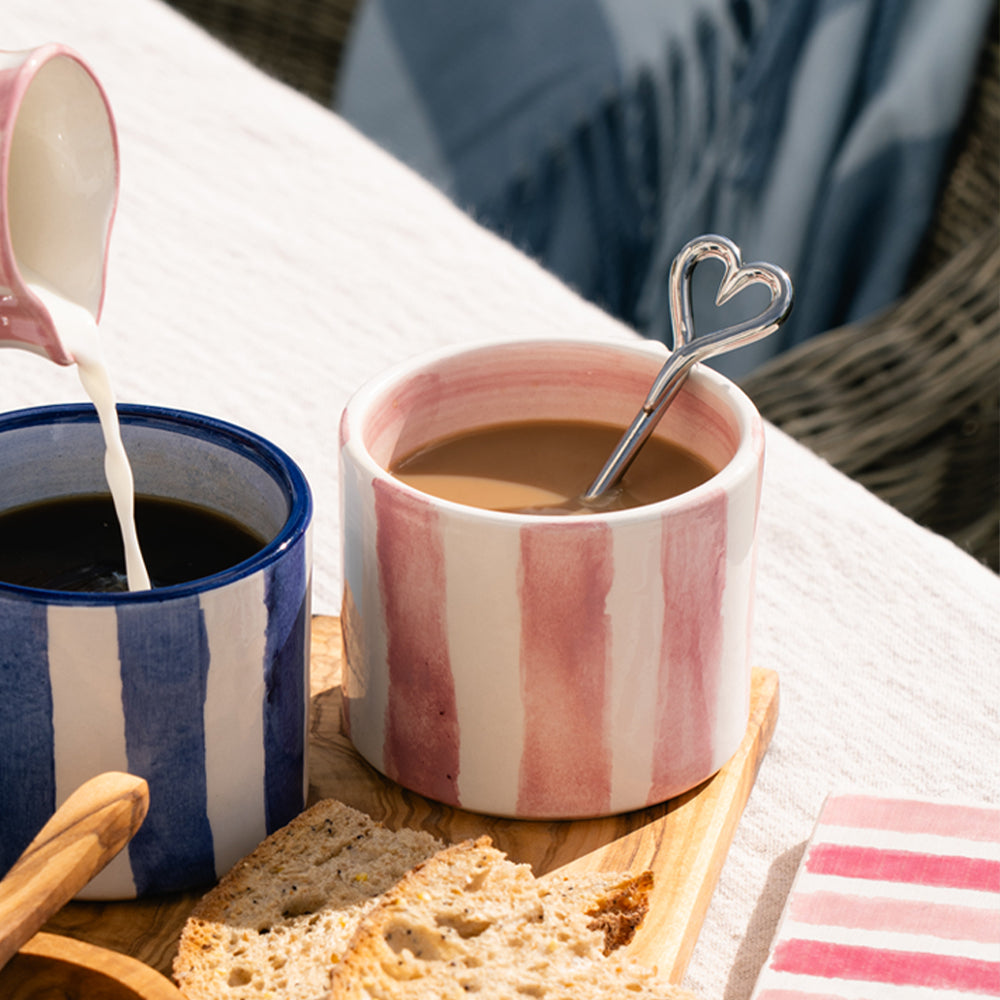 Pink Stripe Large Ceramic Mug