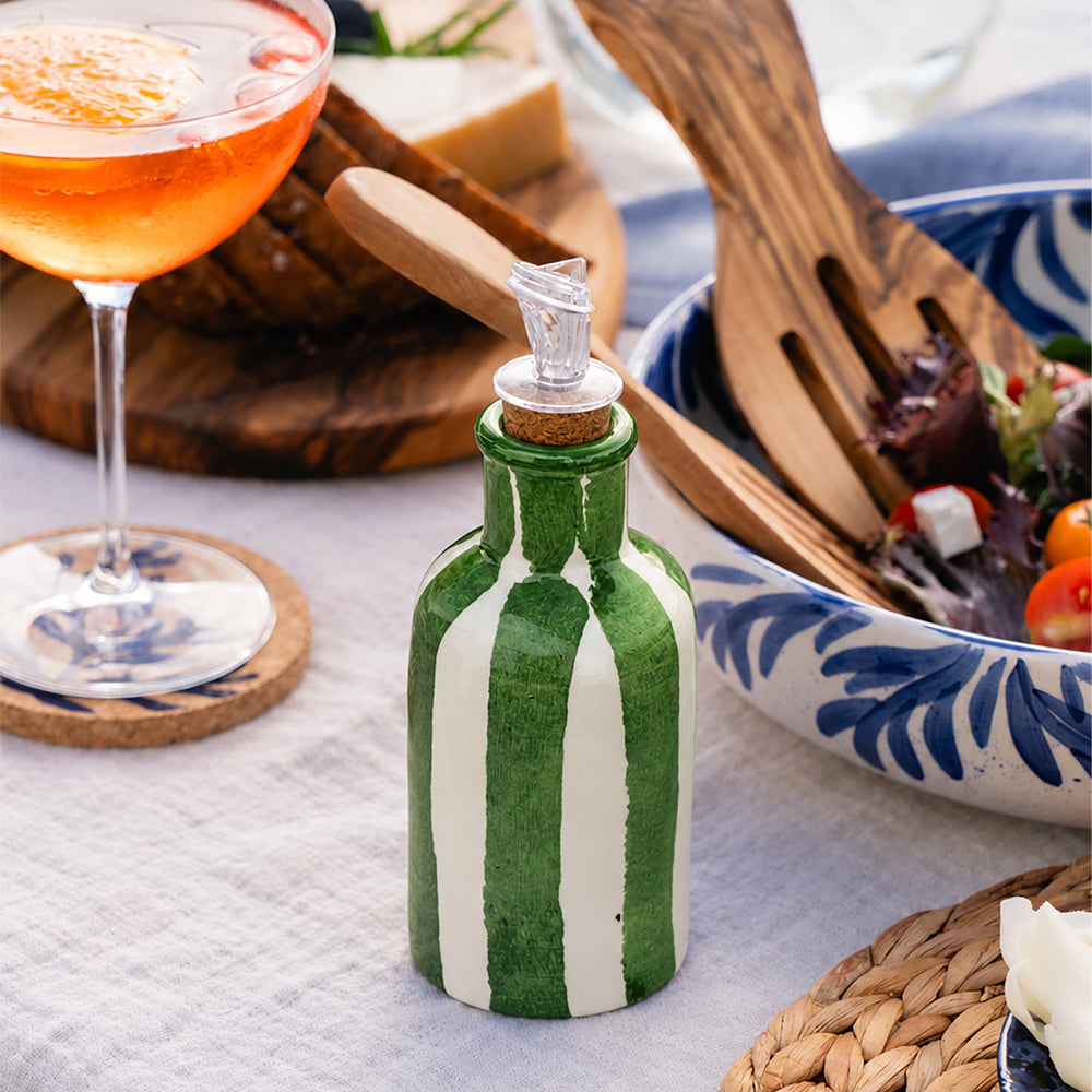 Green Stripe Ceramic Oil Pourer