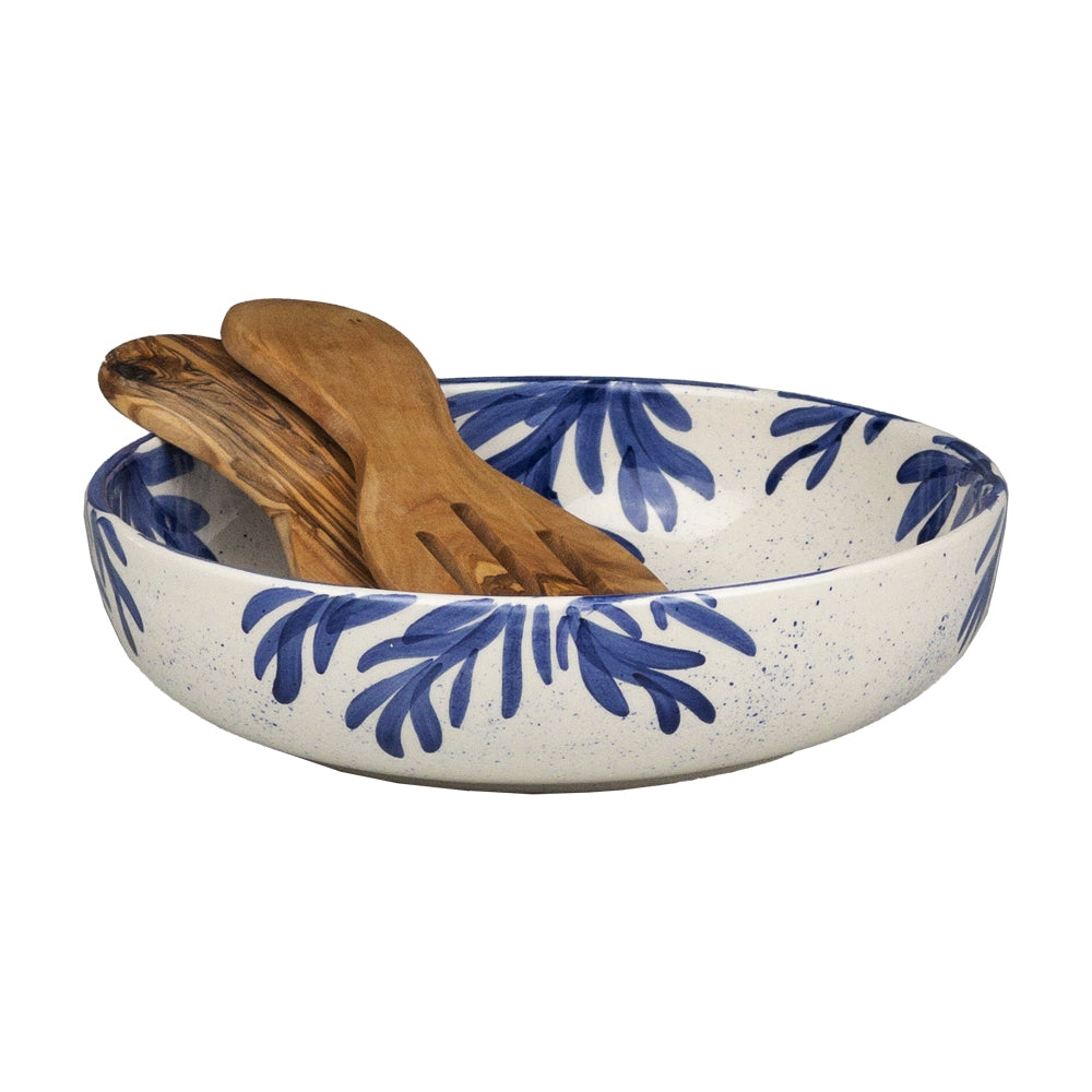 Coral Ceramic Bowl & Salad Hands Set