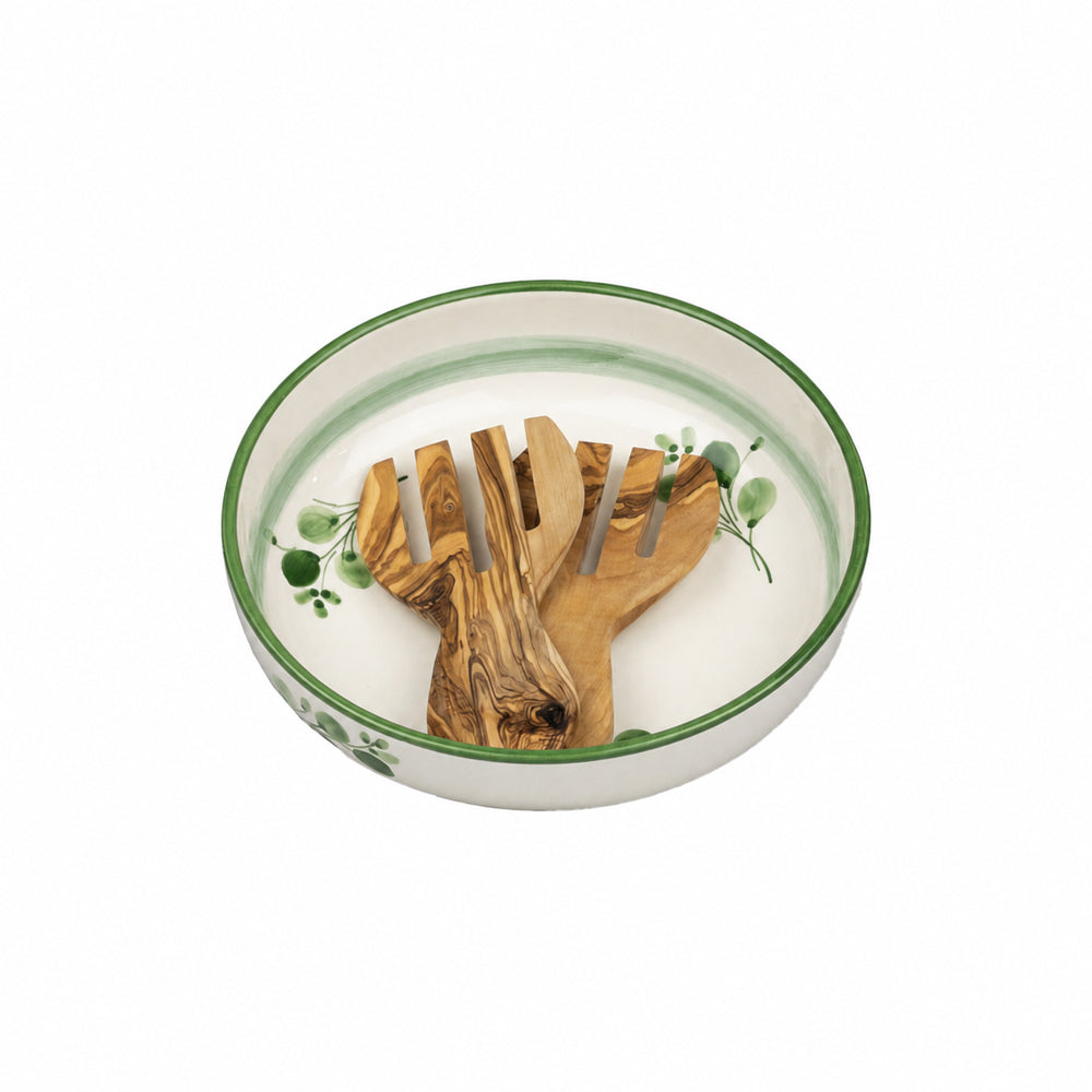 Flora Ceramic Bowl & Salad Hands Set