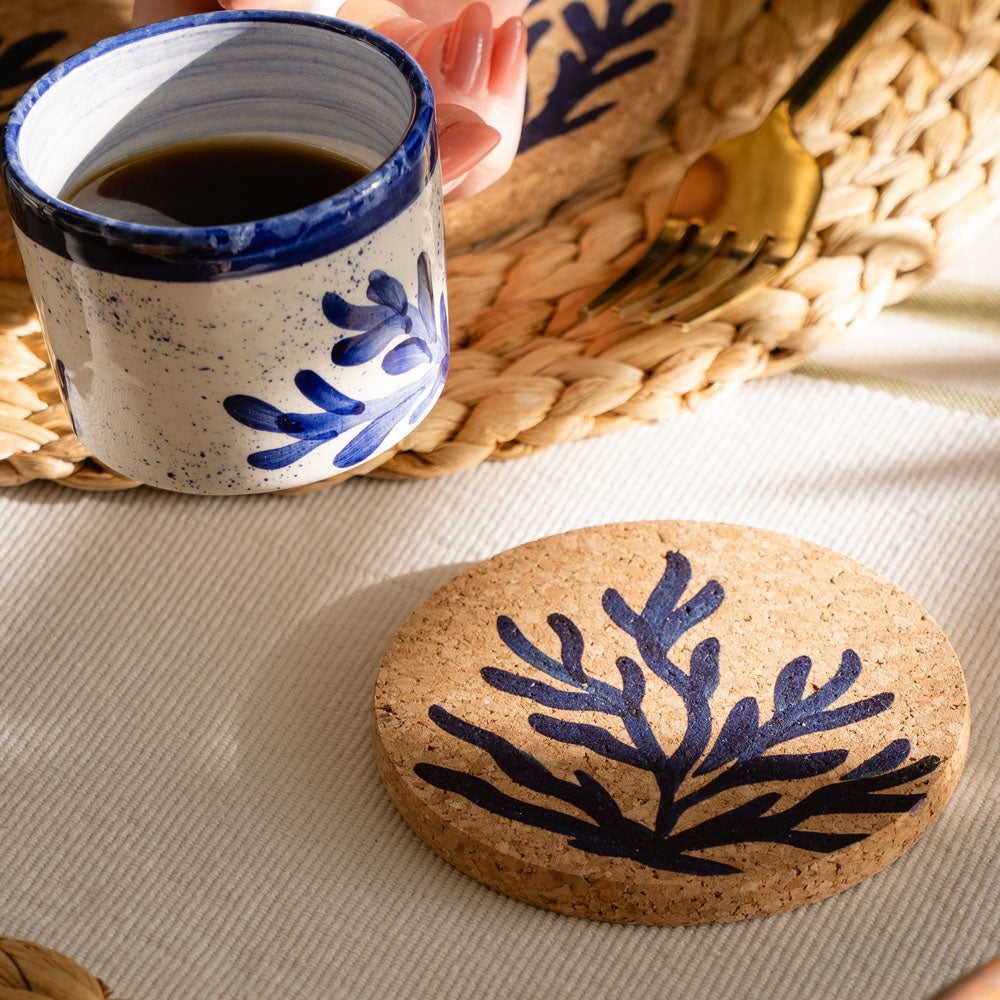 Blue Coral Single Cork Coaster