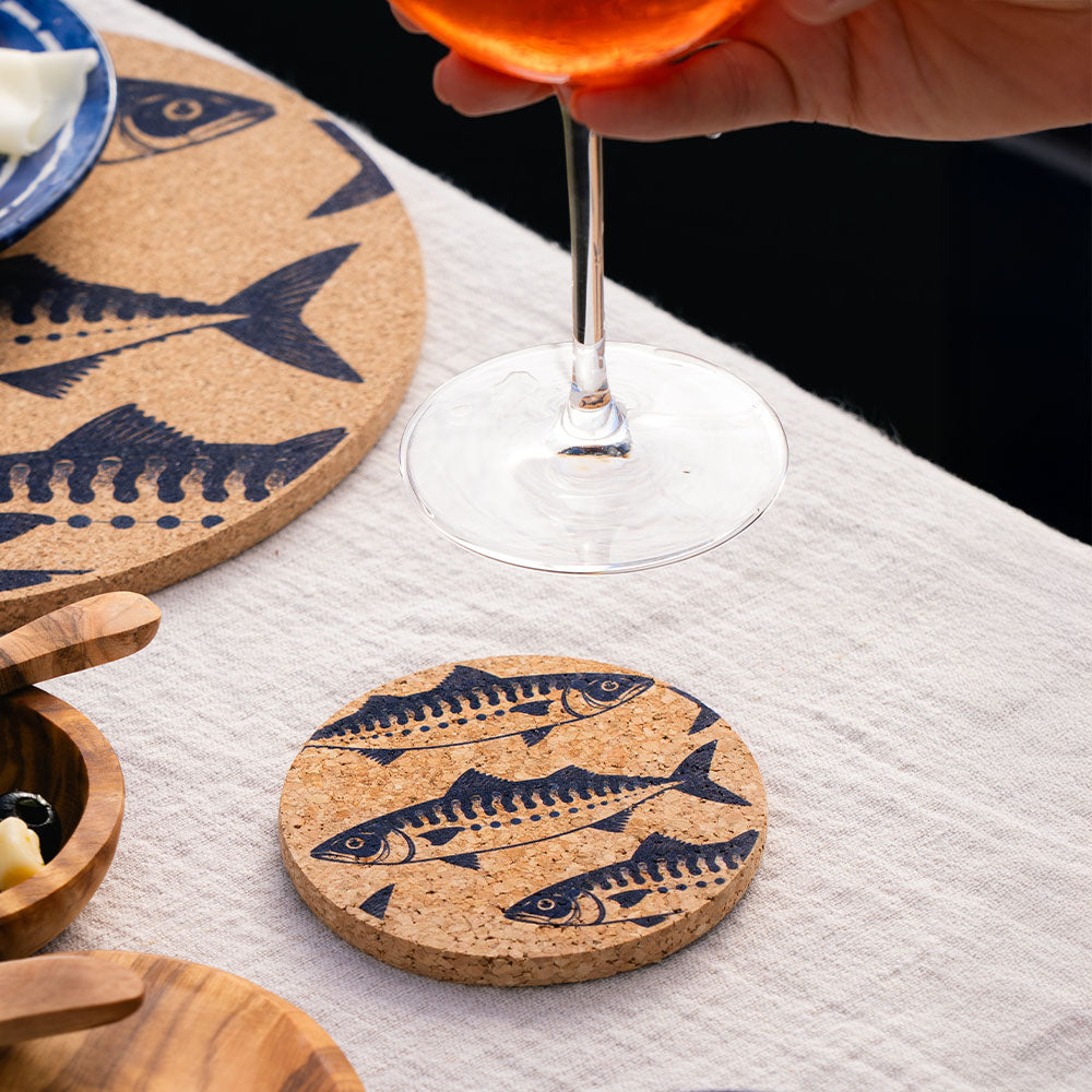 Fish Repeat Single Cork Coaster