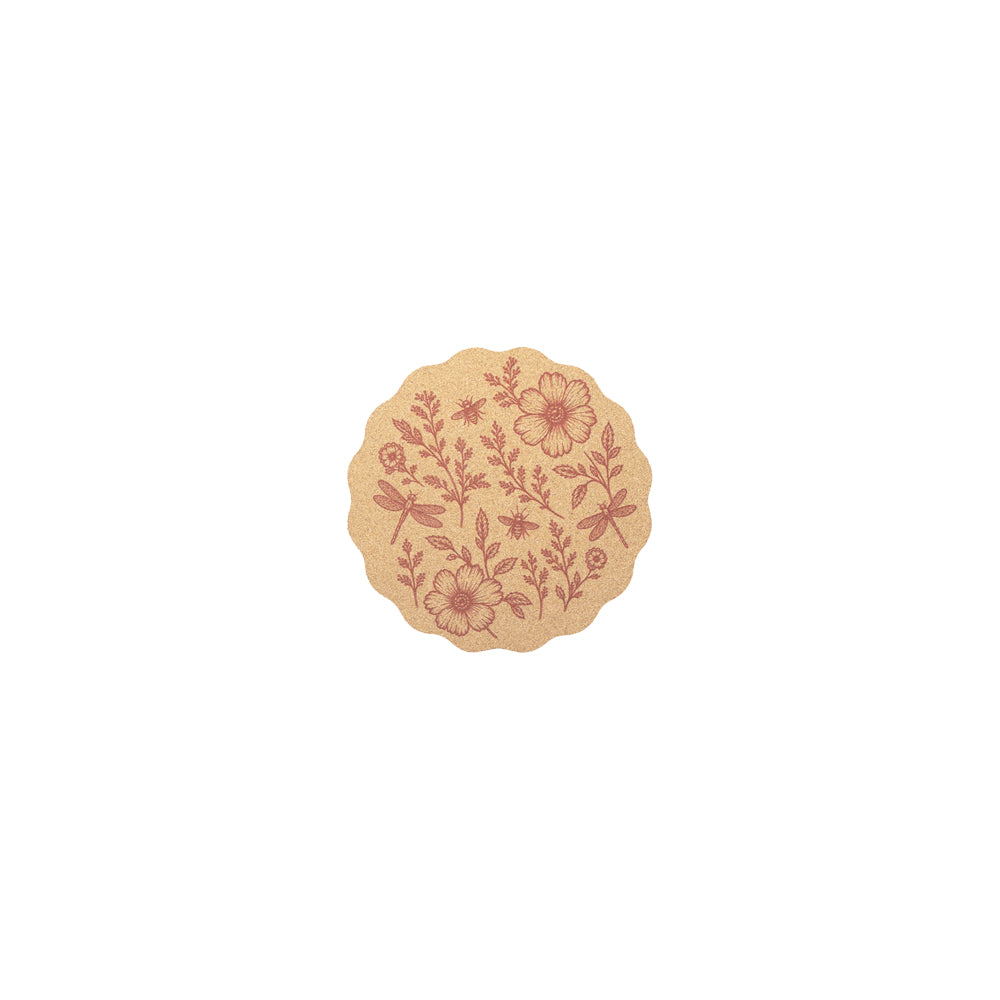 Pink Meadow Single Cork Coaster