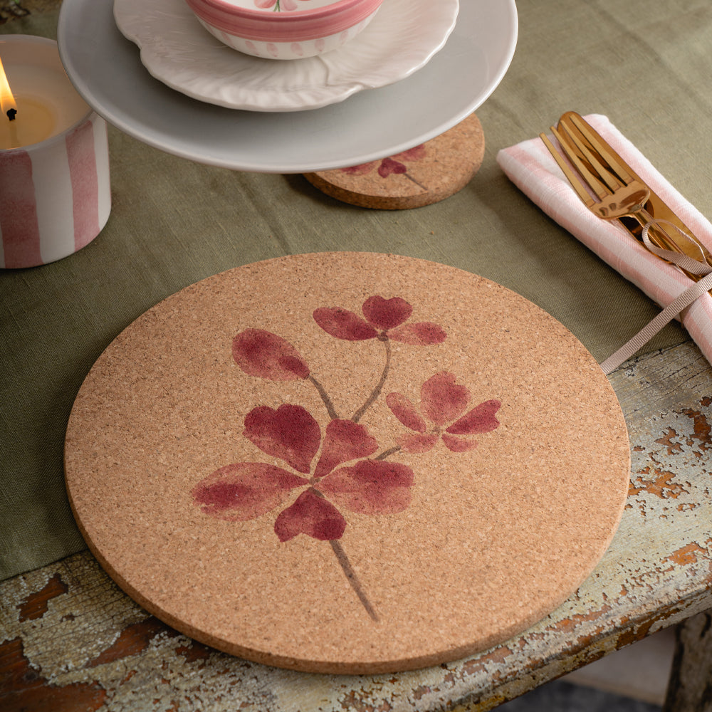 Cork Place Mat - Pink Bloom