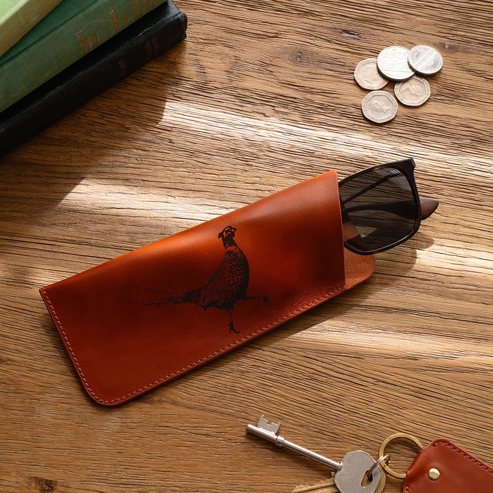 Pheasant Leather Glasses Case