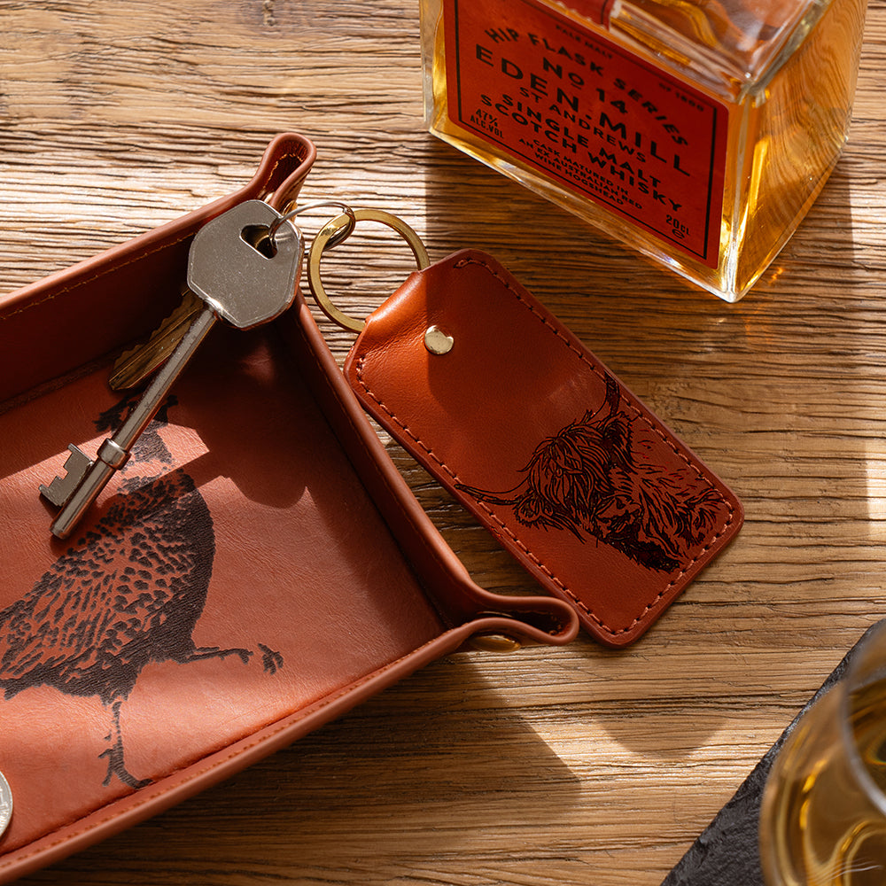 Highland Cow Leather Keyring