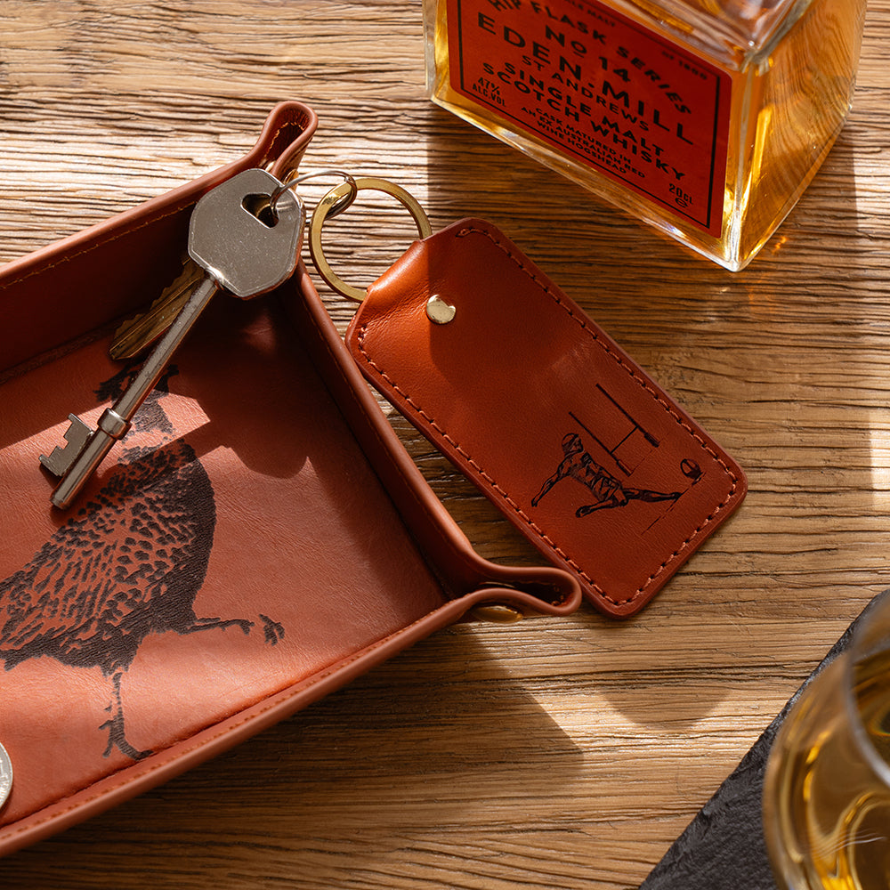 Rugby Leather Keyring