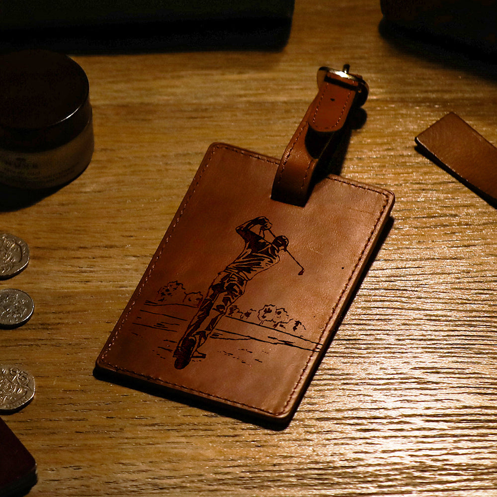 Golf Leather Luggage Tag