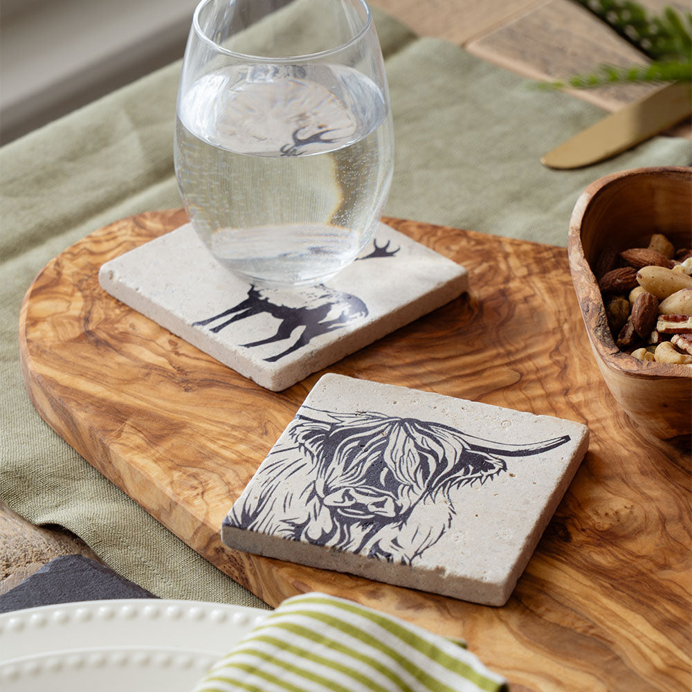 Highland Cow Single Stone Coaster