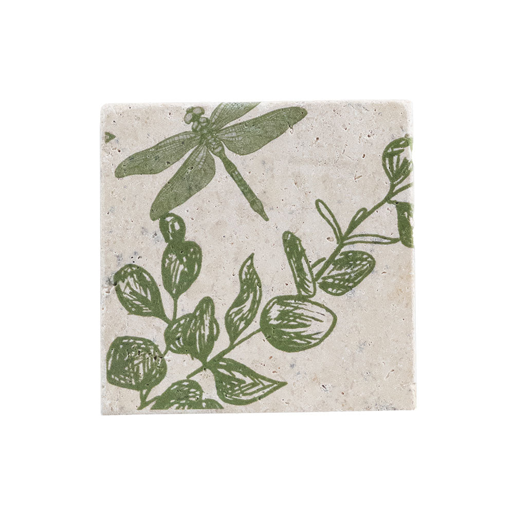 Dragonfly & Flora Single Stone Coaster