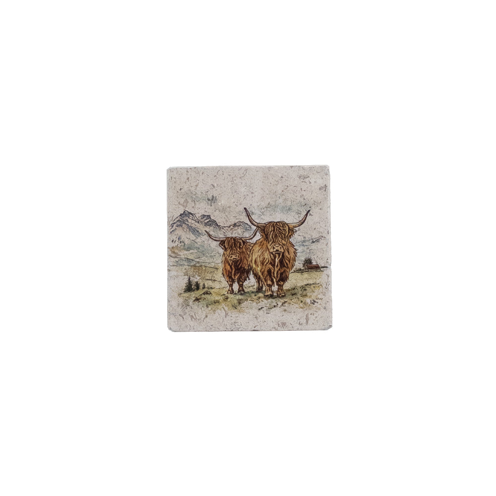Highland Cow Stone Coaster