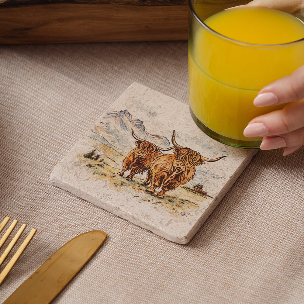 Highland Cow Stone Coaster